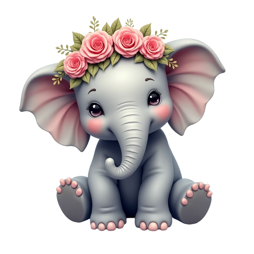 Charming Elephant with Floral Crown